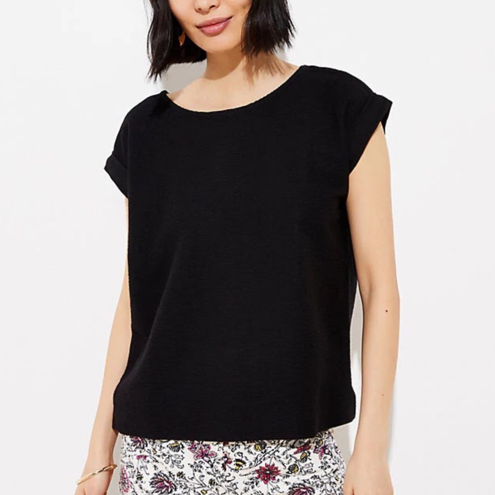 LOFT XS Ottoman Button Back Top Textured Thick